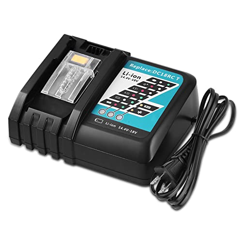 DC18RC Rapid Charger Replacment for Makita 18V 14.4V Battery Lithium-Ion BL1815 BL1830 BL1840 BL1845 BL1850 BL1860 Compatible with Makita 14.4V 18V Battery Tool