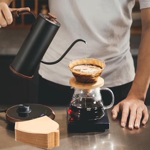 Image of 100 Count #4 Cone Coffee Filters 8-12 Cup Compatible with Ninja Maker | Unbleached, Disposable, Natural Wood Pulp Coffee Filters Compatible with Ninja, Pour Over and Drip Coffee Maker