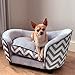 PawHut Haustiersofa Hundecouch Hundesofa Hundebett Hundematte Katze Kissen gepolstert Holz Schaumstoff Grau 68,5 x 40,5 x 40,5 cm