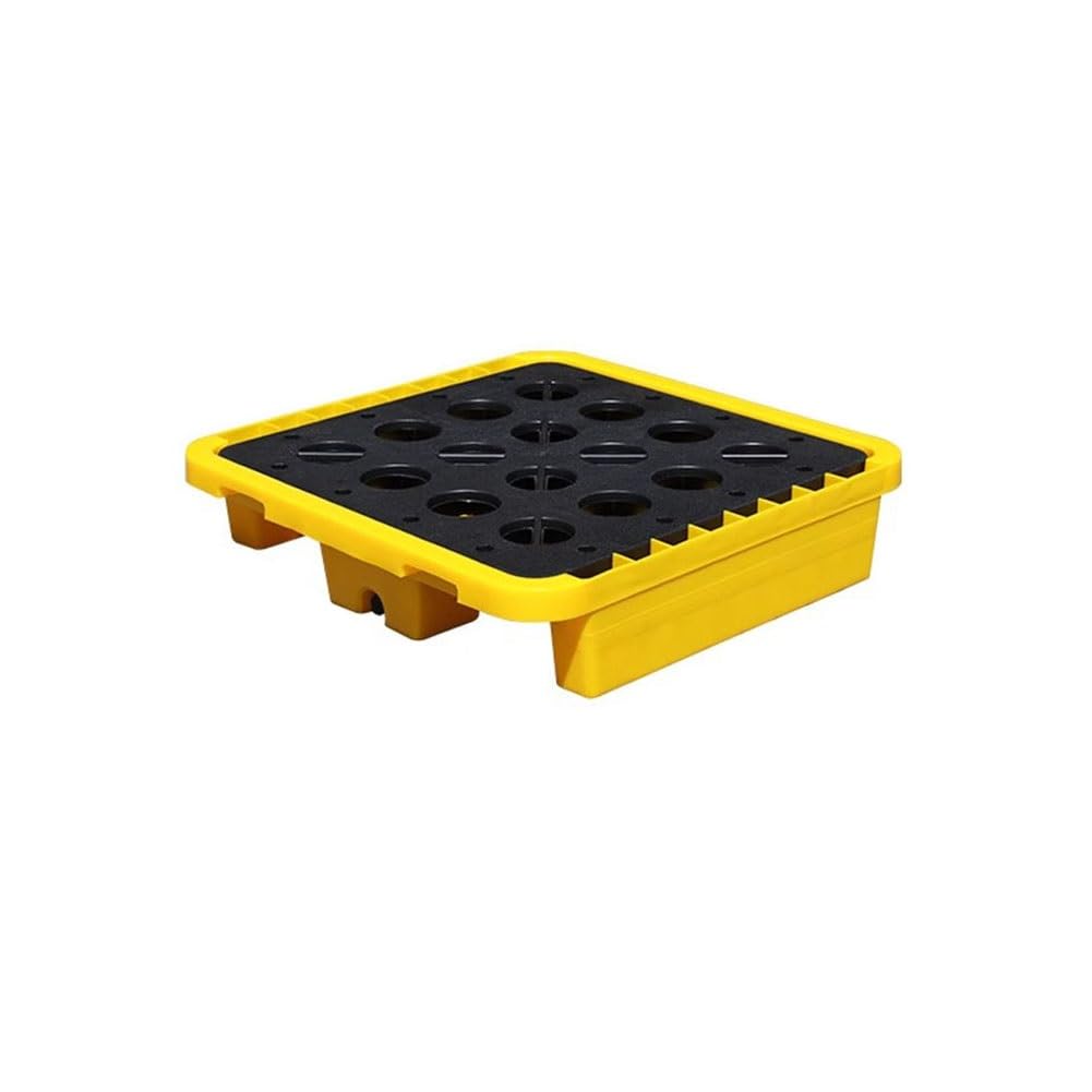 JKJZSALJ Spill Containment Pallet,Industrial Plastic Pallets With Modular Spill Platforms For Leak Proof Containment Of Oil Drums In Laboratory,Yellow,72 * 72 * 16cm