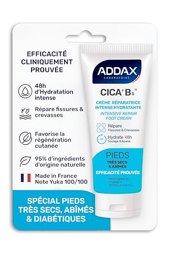 ADDAX CICA + B5® CREME REPARATRICE PIEDS 50 ML - Hydratation Intense 24h, Anti-fendillements et Callosités - Panthénol + Allantoïne + Beurre de Karité - Pieds Très Secs ou Abîmés