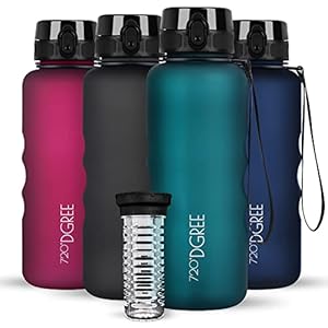 720°DGREE Trinkflasche “uberBottle“ softTouch +Früchtebehälter – 1,5L – BPA-Frei – Wasserflasche für Sport, Fitness…