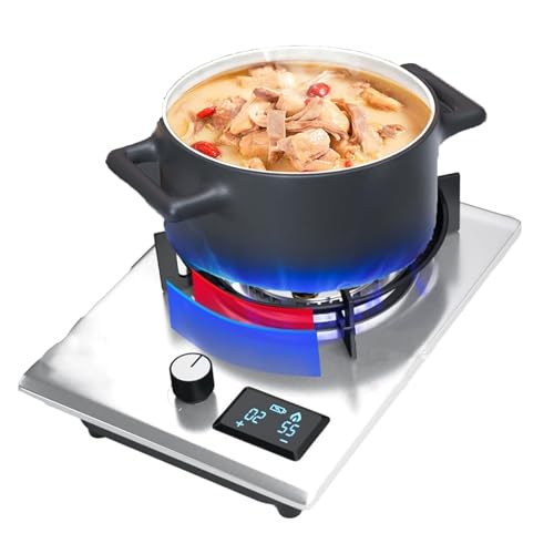 1バーナープロパンガスストーブ、ステンレススチールガス調理器、シングルバーナーガスホブテーブルトップクッカー、9キャビティハイファイアタイマー、フレームアウト保護、ホームキッチンキャンプクッカー用(LPG)