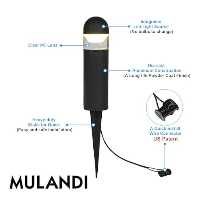 LED Landscape Bollard Pathway Light, 2W, DC 12V Low Voltage Path Lighting Outdoor Waterproof, Die-Casted Aluminum Housing for Garden Light, 3000K Warm White Pack of 2