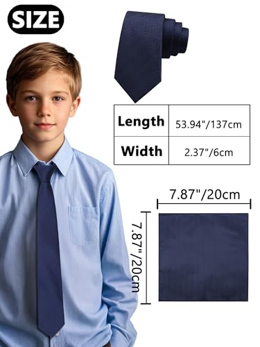 Mantieqingway Boys Tie Sets Solid Color Neckties for Boy Kids Self Ties with Pocket Square Formal Wedding Church Graduation3