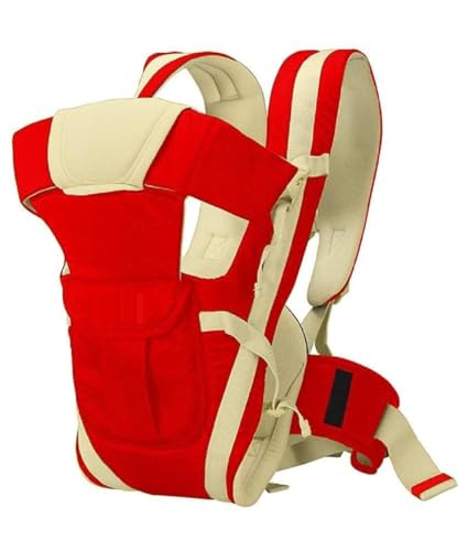 Image of BabyGo Kid Seat Baby Hip Carrier 4-in-1 Adjustable Baby Carrier Cum Kangaroo Bag|Front, Back,Hip |for 6 to 24 Months Baby|Newborn to Toddler Carrier|Safety Belt & Buckle Straps|Up to 15 Kgs (Red)