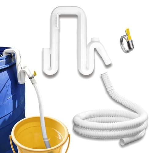 HELAIMAY Rain Barrel Overflow Pipe with Hose No Drill Downspout Diverter Kit Rainwater Harvesting and Management for Outdoor Gardens and Homes Collecting More Rainwater 3 Piece Set