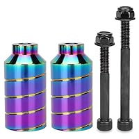 Aluscota Scooter pegs - 2 stück Pro Stunt Scooter Pegs Rainbow Schward mit 12.9 Stufe Achse und Befestigungsmutter | Aluminium PRO-Roller-PEG | 5050s Grinds (Neo)