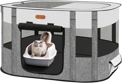 Seiyierr Foldable Pet Playpen - Cat & Puppy Playpen, Travel Dog Crate with Carrying Case, Cat Tent...
