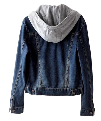 Women's denim long-sleeved Jackets slim-fit Detachable Hoodie Jean Jacket Coats Top2