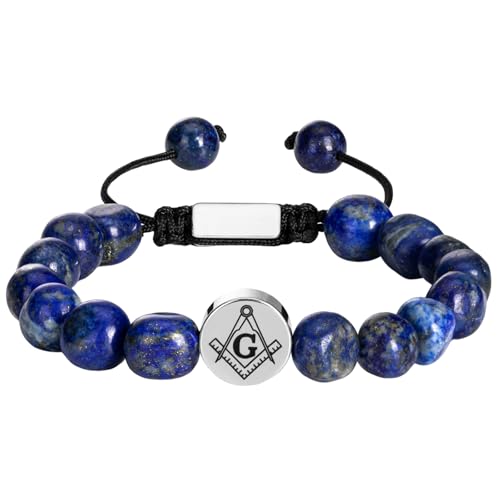 Pulsera Masonic para hombre con piedras naturales miniatura 1