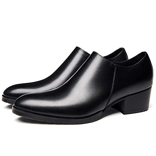 Business Oxford for Men Formal ShoesGenuine Leather Slip On Zipper Low Top Pointed Toe High Heel Solid Colors Men's Leather Shoes2