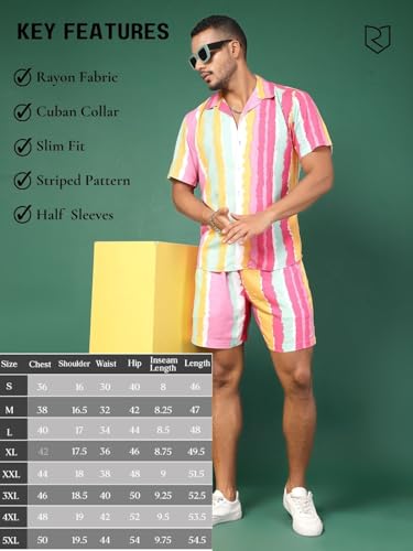 Image of Rigo Men's Rayon Striped Pajama Set Pack of 1 (SET04241037RS-L Multicolour L)