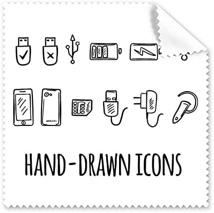 Plug Socket Charging Cable Pattern Cleaning Cloth Phone Screen Glasses Cleaner 5pcs image 2