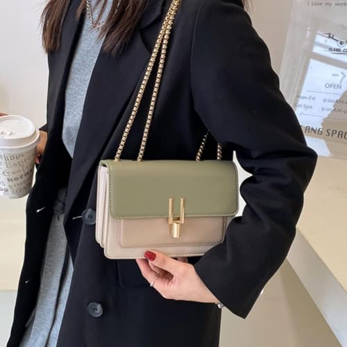 Color-Block Crossbody Bags for Women Purse Square Flap Leather Shoulder Bag Cute Designer Handbags Leather Handbag for Women2