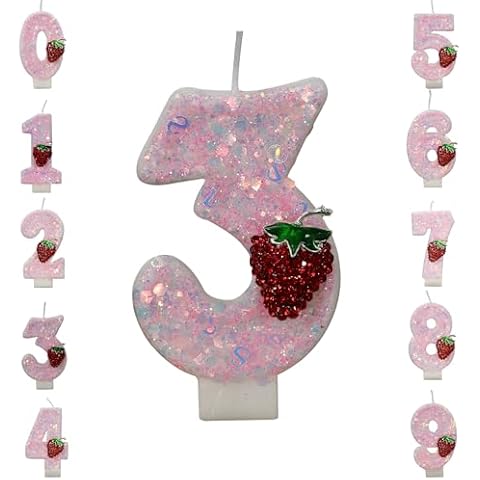 Coralup 2.95 Inch Birthday Number Candles,Glitter Number Birthday Cake Candles Cake Topper Decoration for Wedding Anniversary Prom Graduation Party Kids Adults Cover