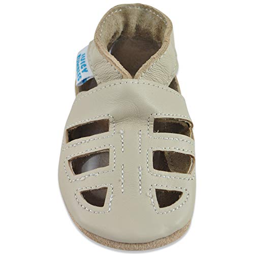 Juicy Bumbles Baby Sandalen - Lauflernschuhe - Krabbelschuhe - Babyschuhe - Beige T-Bar Sandalen 12-18 Monate (Größe 22/23)
