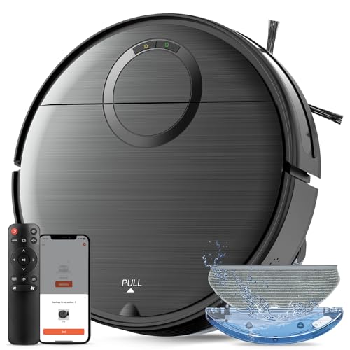 UMMUND Robot Vacuum and Mop Combo, 2 in 1 Mopping Robotic Vacuum Cleaner with Schedule, Wi-Fi/App/Remote, Strong Suction, Self-Charging, Slim, Ideal for Hard Floor, Pet Hair, Low-Pile Carpet