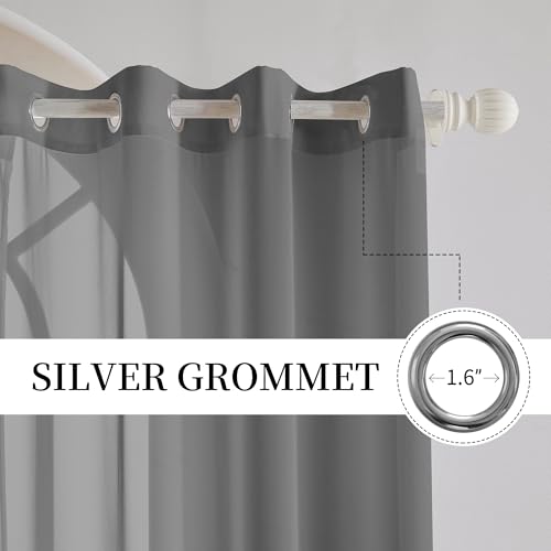KNEOQIT Extra Long Semi Sheer Curtains 20Ft, Grommet 2 Story Drapes Light Filtering Tall Windows Drapes for High Living Room 1 Panel 52x240 Grey by KNEOQIT - Used condition - Image 2