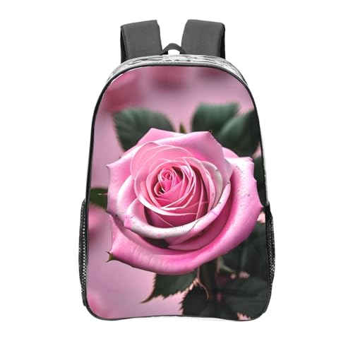 OAZCVBNN Mochila transparente con estampado rosa y rosa para estudiantes, para escuela, viajes, bolsillos versátiles para niños y niñas