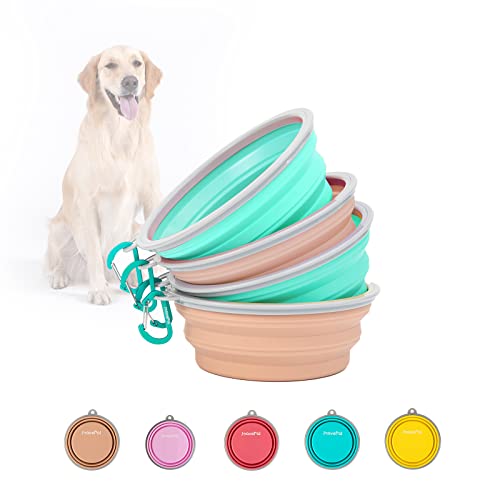 JoavePal Large Collapsible Silicone Dog Bowls(4 Pack)-BPA Free Food Grade Silicon Portable Pet Bowl Lightweight, Sturdy, Leak Proof, Food Safe, Premium Quality for Traveling Hiking Walking 650ml 20oz