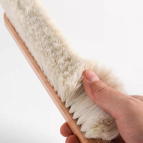 Image of Horsehair Hand Broom Soft Bristles for Upholstery Couch Wood Handle 2 Pack | Horse hair brush for velvet furniture fabric sofa suit hat bed bench and beach sand, Small natural cleaning brush 12 inch long