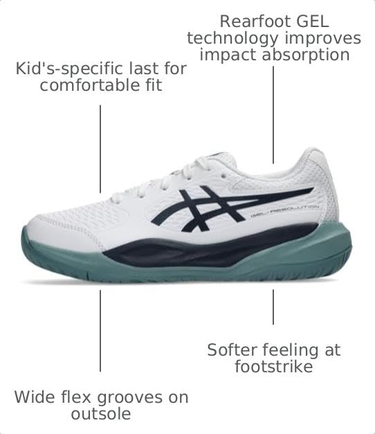 ASICS Kid's Gel-Resolution X GS Tennis Shoes, 6.5, White/Midnight - image 3