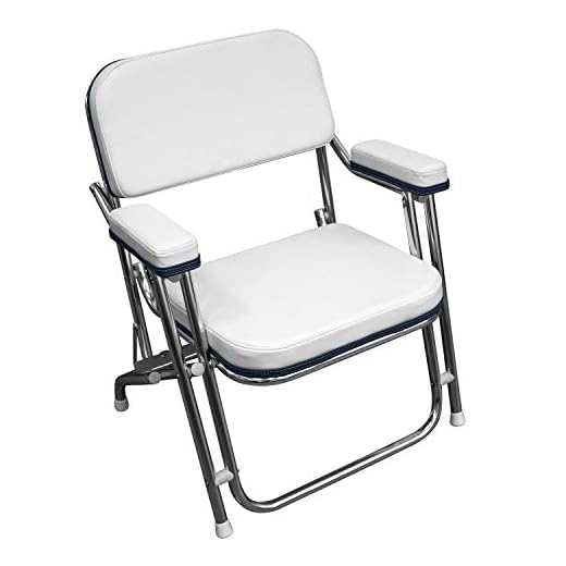 Wise 3319-924 Folding Deck Chair, White with Navy Trim