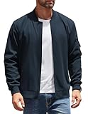 COOFANDY Mens Bomber Jacket Zip Up Casual Fashion Windbreaker Lightweight Flight Outdoor Jacket, Navy Blue, X-Large