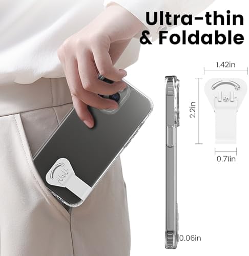 OUTXE 2 Pack Ultra-Thin Phone Kickstand, Universal Kickstand for Phone case Vertical/Horizontal Metal Rotatable Phone Stand for Desk for iPhone 15/14/13/12/11 Mini Plus Pro Max, Galaxy S24 - White