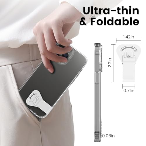 OUTXE 2 Pack Ultra-Thin Phone Kickstand, Universal Kickstand for Phone case Vertical/Horizontal Metal Rotatable Phone Stand for Desk for iPhone 15/14/13/12/11 Mini Plus Pro Max, Galaxy S24 - White