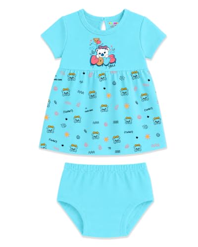Image of Kuchipoo Baby Girls 100% Cotton Frock and Panty Set - Pack of 3