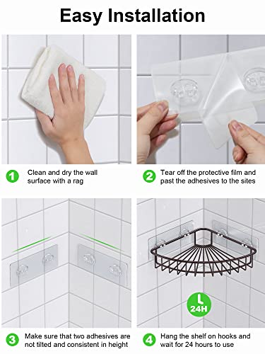 Smartake 2-Pack Corner Shower Caddy, Sus304 Stainless Steel, Wall Mounted Bathroom Shelf With Adhesive, Storage Organizer For Toilet, Dorm And Kitchen (Bronze) #TOP5