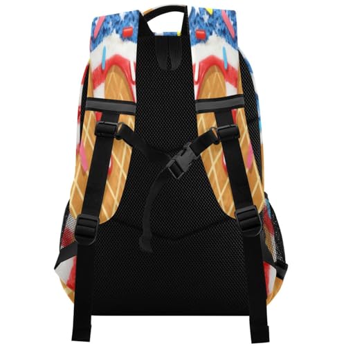 Image of American Flag Ice Cream Backpacks with Chest Strap,Lightweight Bookbags 17 Inch, Casual Daypack Bags