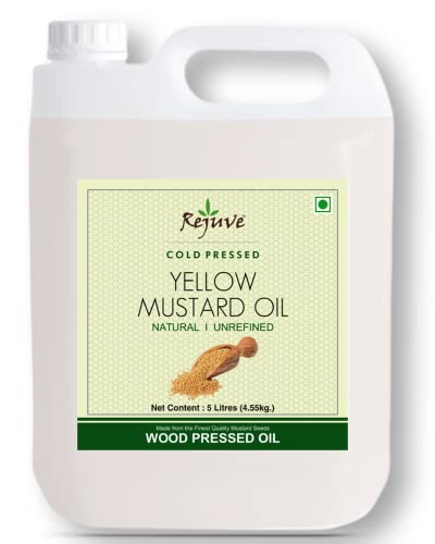 Image of Rejuve Cold Pressed Yellow Mustard Oil 5 Litre | Peeli Sarso Oil 5 LTR (Wood Pressed /Kacchi Ghani /Mara-Chekku)-5 Lttr jar