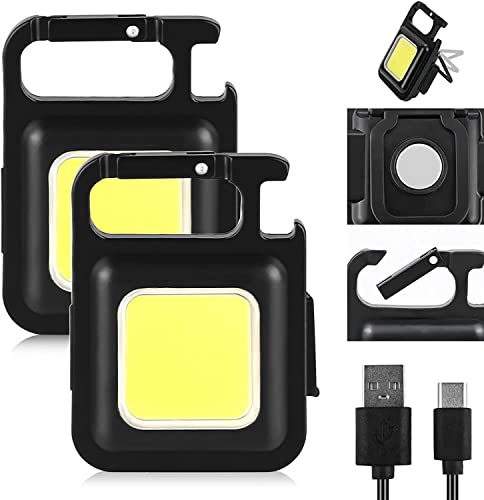 Aicharynic Mini lampe de travail LED, 2 pièces lampes d'inspection rechargeables, lampe de travail portable, étanche, mécanicien, lumière pour camping, réparation, éclairage d'urgence