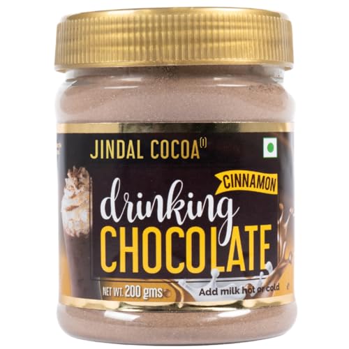 Image of Jindal Cocoa Drinking Chocolate Cinnamon Powder - 200g | Goes well with Hot or Cold Chocolate Drink | No Artificial Colours | No Artificial Preservatives | No Trans-Fat | 100% Vegetarian (200g)