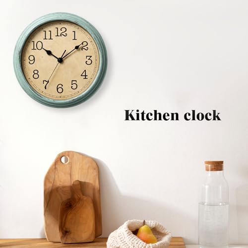 Image of Wall Clock, 9 Inch Silent Wall Clocks Battery Operated, Decorative Clocks for Kitchen Living Room, Bedroom (Teal)