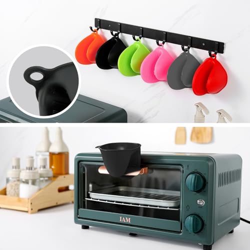 ButterMelt 4PC Silicone Oven Mitts - Black Heat Resistant Non-Slip Kitchen Gloves, for Cooking, Baking, BBQ with Extra Thick Hand Protection for Hot Pots, Pans, Trays — view 4