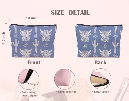 Image of Western Cow Makeup Bag,Western Cow Gifts For Women,Cowgirl Stuff For Women,Cowgirl Gifts(COW F)