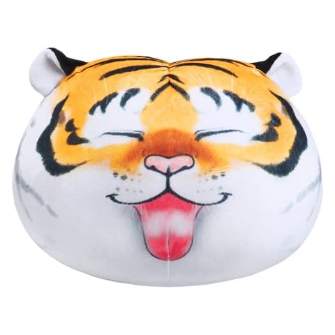 Tiger Soft Toy Tiger Plush Pillow, Cute Plush Cushion Tiger Cuddly Toy Sofa Decorative Throw Pillow, Chubby Cushion Doll Soft Toy Tiger Gift for Boys Girls Friends, Children's Day New Year, 9.8 inch Cover