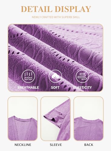 Image of Eytino Plus Size Cardigan for Women Half Sleeve Knitted Jacquard Summer Kimono Cover up Tops(1X-5X)