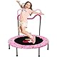Hüpftrampolin für Kinder mit Schaumstoffgriffen, Kindertrampolin mit verstellbaren Griffen, Klapptrampolin für drinnen und draußen, Fitnesstrampolin für Kinder ab 3 Jahren (Pink)
