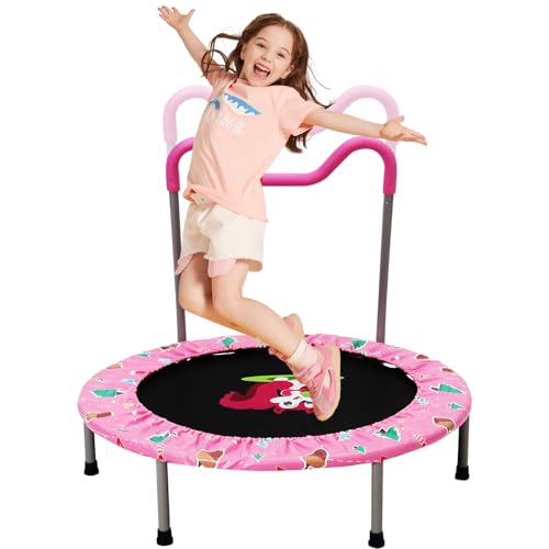 91cm Trampolines para Niños de con Reposabrazos de Espuma,Lona de Salto y Protector de Lluvia.Trampolín Infantil a Partir de 3 años,Cama Elastica niños Interior/Exterior Máx.120 kg