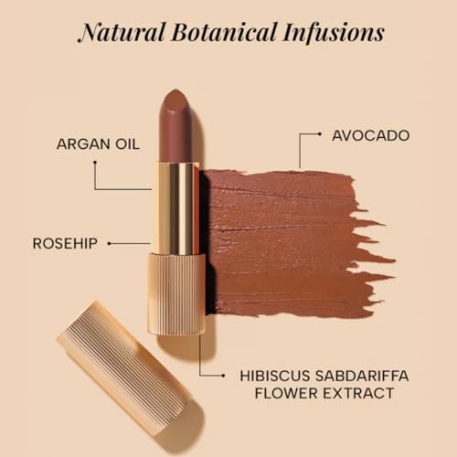 Image of RAS Luxury Oils Lumiere Satin Matte Lipstick | 8-Hr long stay Creamy Matte, Non-Drying, Lightweight & Pigmented | Natural infusion of Argan & Avocado | Vegan, Cruelty-Free