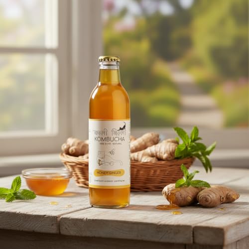 Image of KAALI BILLI Kombucha Honey Ginger, Pack of 2 | Fermented Tea, All Natural, Gut Healthy Drink | 2 x 250ml | Vegan, Preservative free, Low calorie, Low sugar