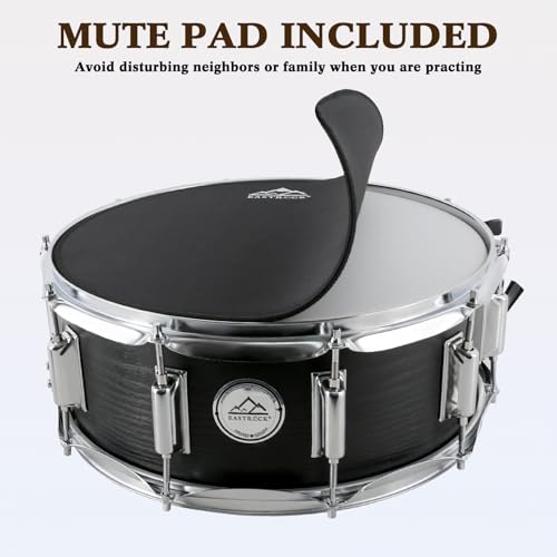 EASTROCK Snare Drum 14X5.5 Inches for Student Beginners with Gig Bag, Drumsticks, Drum Keys, Coated Material Drum Head, Wood Grain Finish