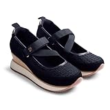 Gioseppo LIPA - Sandalias Abiertas de Piel con Crochet Hecho a Mano y Cuña Forrada Estilo Rafia, Altura Cuña 5,5 cm, Cierre Ajustable en el Empeine, Color Negro, Talla 39