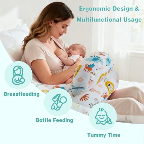 Zolirao Almohada de lactancia y lactancia con correa ajustable, cojín ergonómico de apoyo de maternidad para la alimentación del bebé, almohada de lactancia segura y cómoda para mamá y bebé - Animal - imagen 4