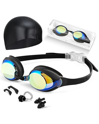 Image of Kids Swim Goggles, Anti-fog and UV Protection with Swim Cap for Age 3-15 Youth Boys Girls Toddler